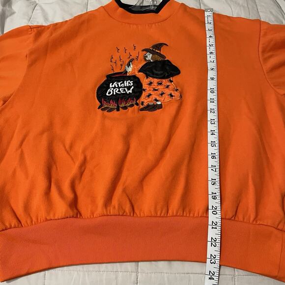 Vintage Halloween Sweatshirt Women XL Embroidered Witch's Brew Basic Editions - Picture 5 of 7